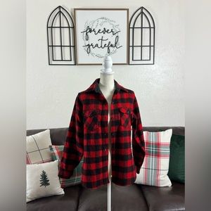 Vintage Woolrich Buffalo Plaid Shacket - Wool Button Down Shirt Size 12 Classic